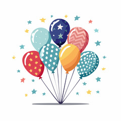 Naklejka premium Colorful Balloons and Stars Illustration