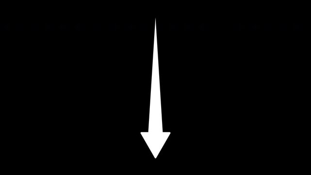 Vertical Arrow Extending Downward in 1 Second with Alpha Channel