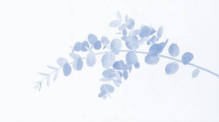 Minimal blue halftone leaf branch vector illustration with soft botanical engraving and elegant abstract style © ALHAMRA