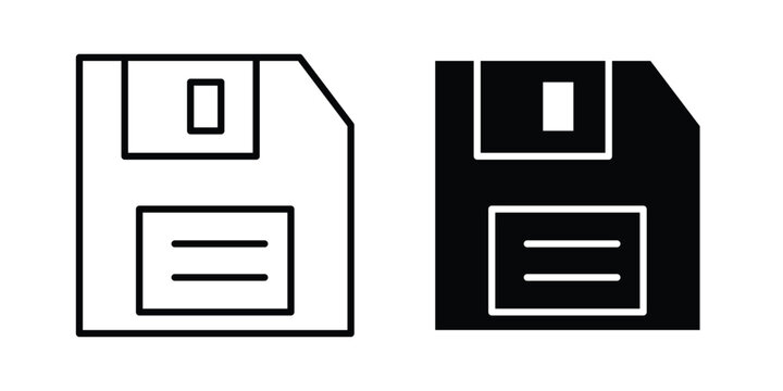Floppy disk icon collection, linear icons set with solid style
