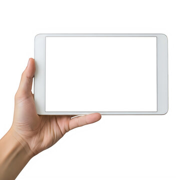 Hand pointing at empty digital tablet screen with finger