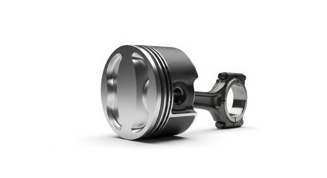 Detailed photograph of a high performance engine piston with connecting rod showcasing precision engineering for modern automotive combustion power systems