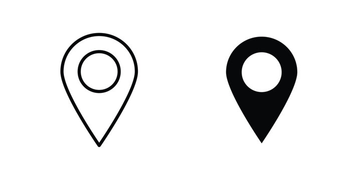 Location pin icon collection, linear icons set with solid style