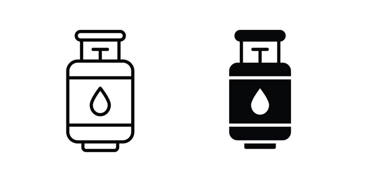 LPG cylinder icon collection, linear icons set with solid style