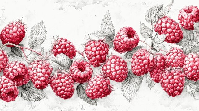 Raspberry Branch Watercolor Painting