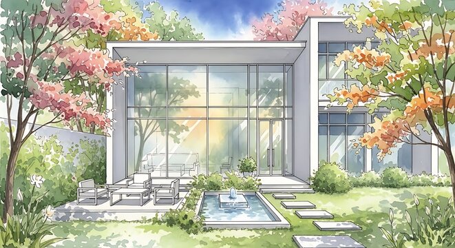 Modern house exterior rendering