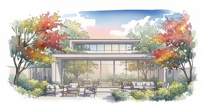 Modern house exterior rendering