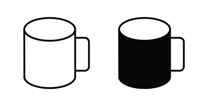 Mug icon collection, linear icons set with solid style