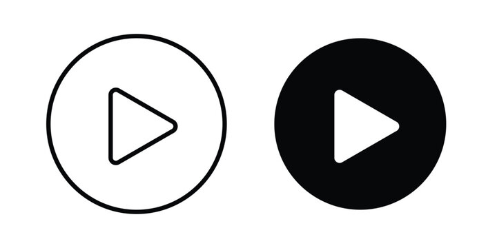 Play button icon collection, linear icons set with solid style