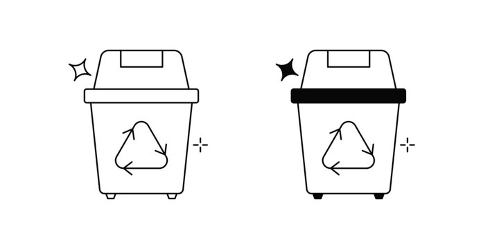 Trash Can set icon with white background vector stock illustration