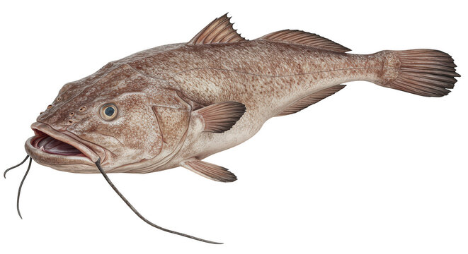 Brown fish with whisker-like barbels on isolated background