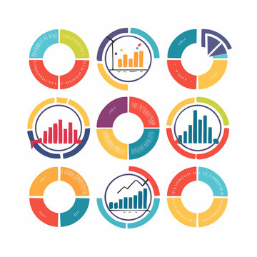 Collection of Colorful Circular Charts and Graphs