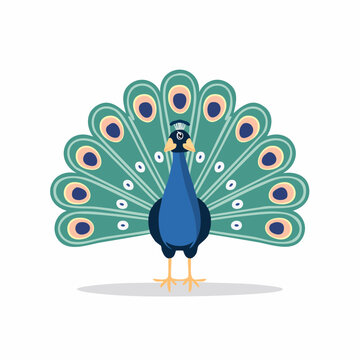 Stylized Peacock with Fanned Tail