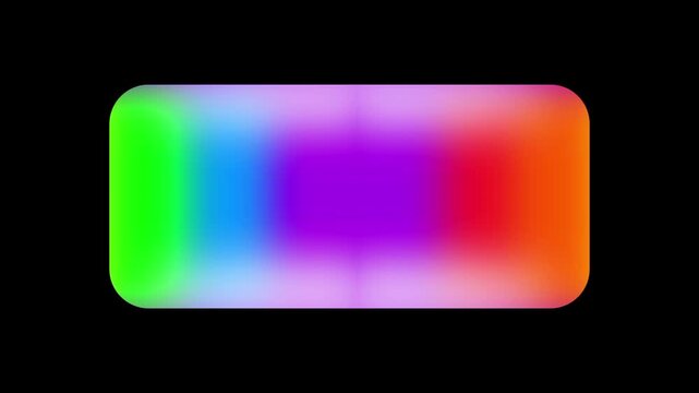 A soft glowing rectangular gradient badge transitioning from purple to orange and yellow tones on a dark background
