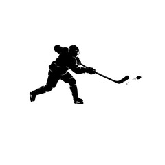 Fototapeta premium Ice Hockey Player Shooting Puck Silhouette Vector Illustration