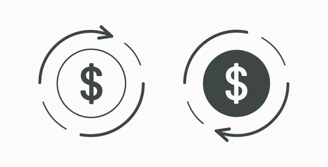 Fototapeta premium Financial exchange icon with dollar sign and circular arrows for banking and commerce