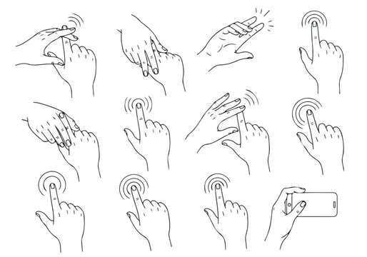 Hand gestures interacting with mobile devices and touchscreen technology