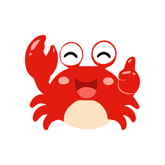 Naklejka premium Cute crab clown cartoon vector icon with funny and playful expressions.