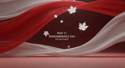 Remembrance Day November 11 background with maple leaf