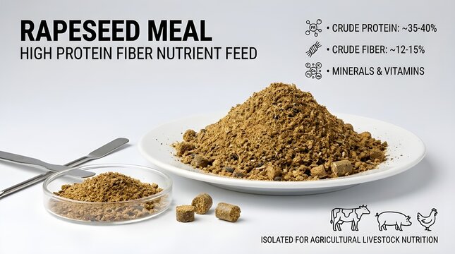 Rapeseed meal high protein fiber nutrient feed isolated for agricultural livestock nutrition