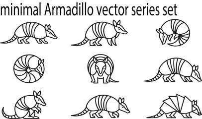 Obraz premium Set of nine minimalist armadillo vector illustrations in various poses and styles animal free image downlod