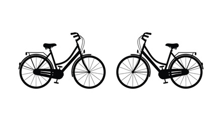 Fototapeta premium Two bicycles side by side black silhouette