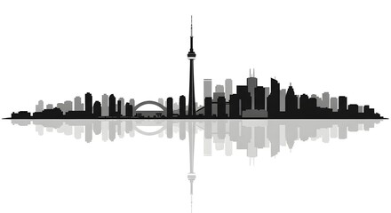 Obraz premium Modern city skyline silhouette and reflection