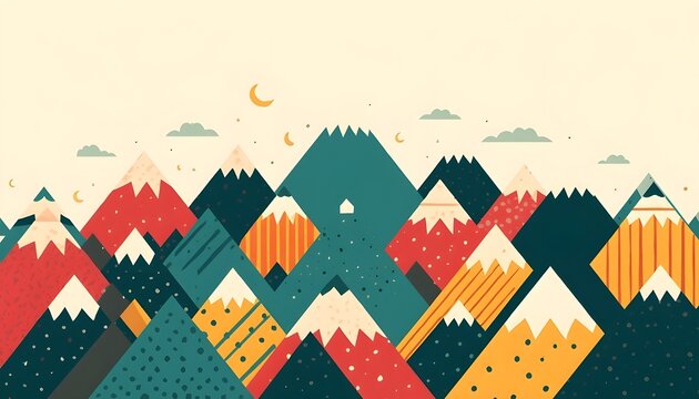Flat geometric mountain pattern illustration vector
