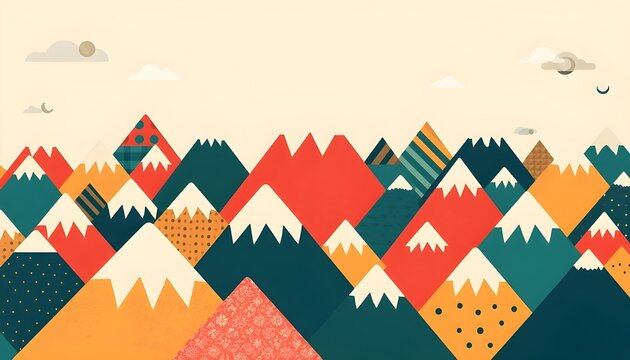 Minimalist retro mountain landscape pattern