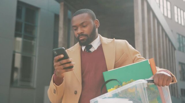 Person examines messages calmly, Professional reviews offers and messages with focused demeanor outside