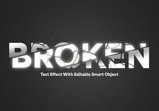 Broken Text Effect Template With Cracked Typography Style