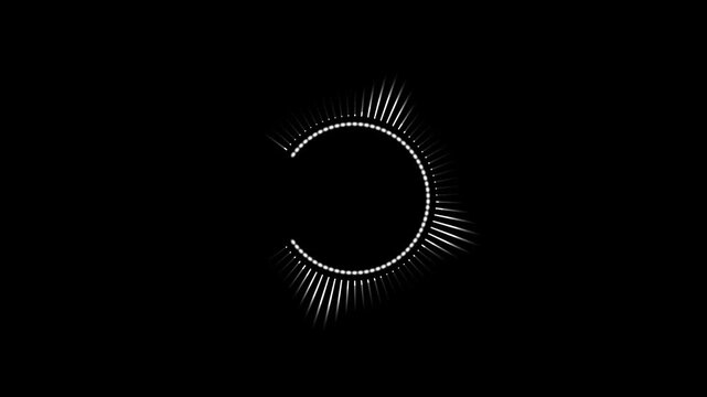 Futuristic circular audio spectrum Animation with Glowing Particles perfect for music Visualizer technology presentation digital Intro and sci fi motion graphics on black background