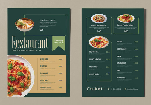Food Menu Template Layout