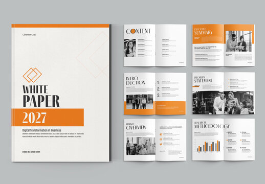 White Paper Template With Modern Corporate Business Report Layout