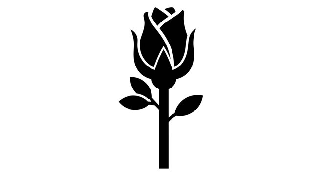 Black silhouette of a single rose.