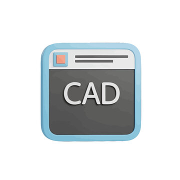 A 3D rendering of a computer-aided design software icon on a white background