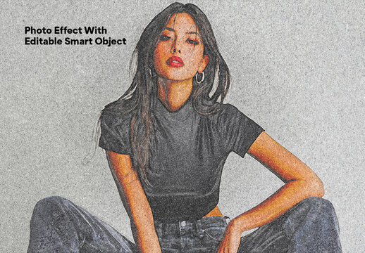 Vintage Noise Photo Effect Template With Artistic Portrait Look