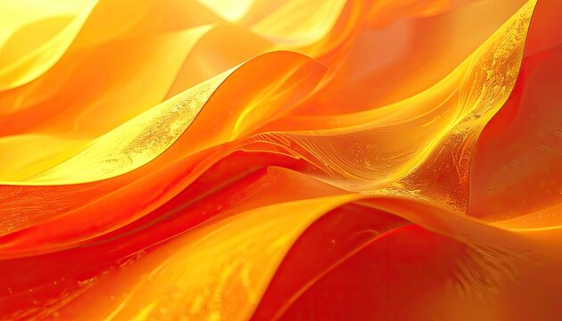 Vibrant abstract background with flowing waves of orange and yellow.