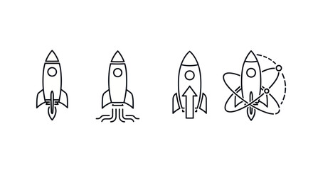 Rocket ship icons on white background © Kadut