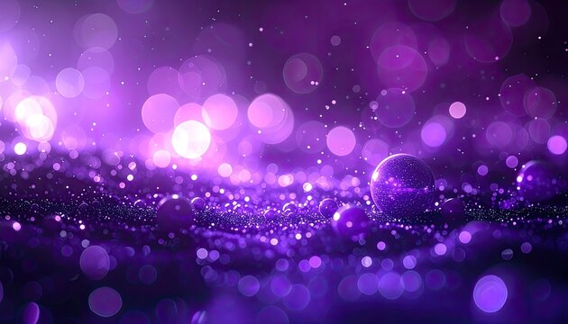 An ethereal purple bokeh background with shimmering lights and floating orbs.