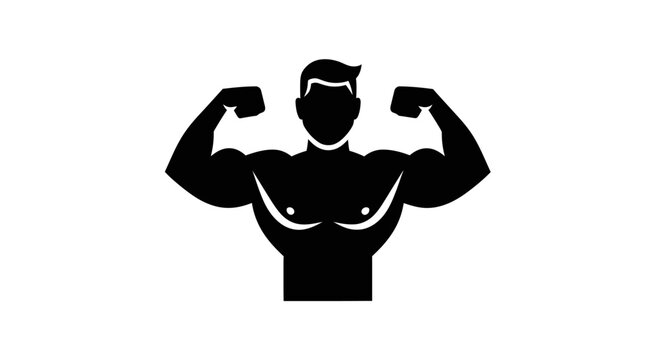 Muscular man flexing his arms strongly.