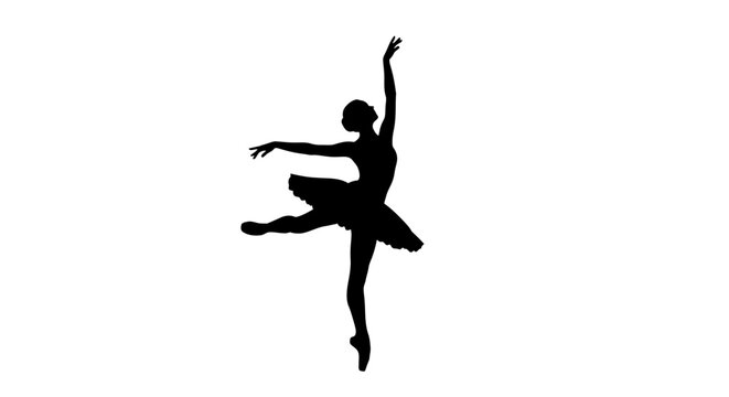 Silhouette of a dancing ballerina jumping.