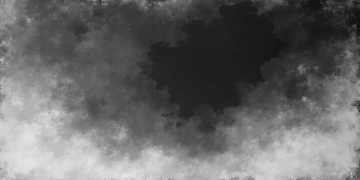 An abstract black and white grunge background featuring dark storm clouds and a smoky texture beneath a faint night light