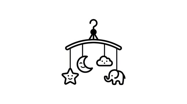 Baby nursery mobile with toys.
