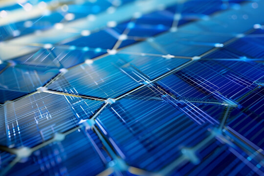Blue polycrystalline solar cell technology texture background