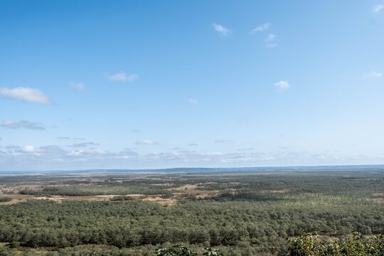 Vast Kushiro Marsh under a clear blue autumn sky in Hokkaido Japan