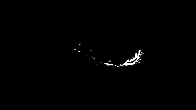 Cartoon water liquid explosion FX with sparkle light, hand drawn flash blast smoke and energy spark elements. Cartoon FX shine and shape blast fluid explosion effect on black screen background.