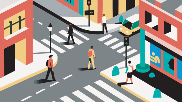 Illustration Of A Pedestrian Crossing Vector Design Template