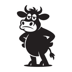 Fototapeta premium Funny cartoon cow standing with hands on hips