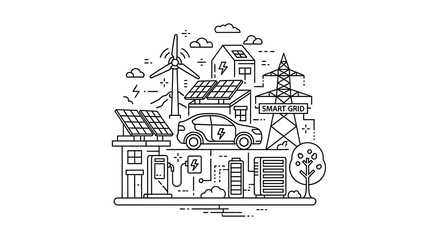 Naklejka premium Sustainable energy solutions for homes and transportation systems